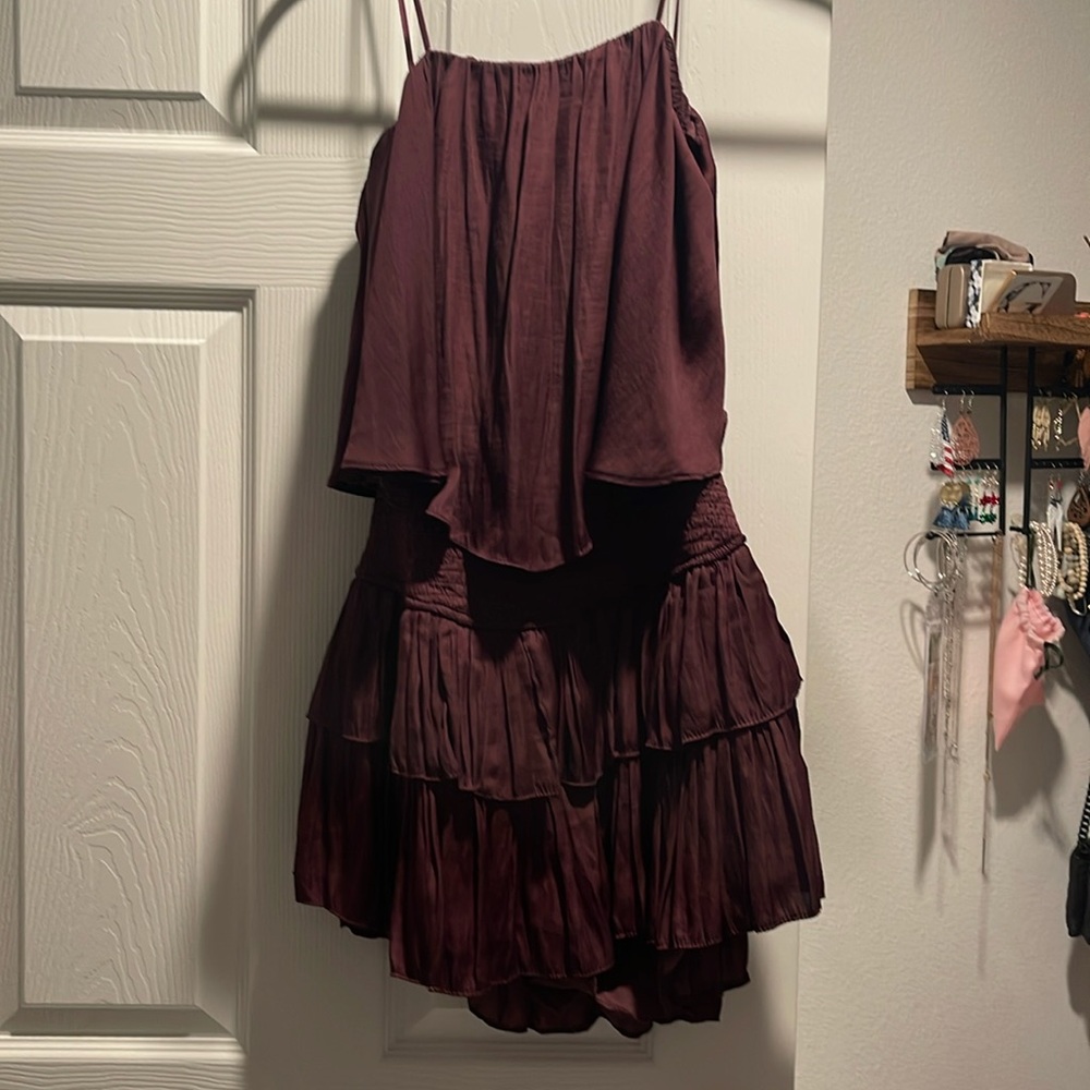 Mustard Seed burgundy red strapless romper